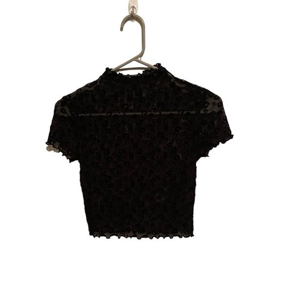 Forever 21 Black Sheer Mesh Leopard Print Crop Top size small NWOT - Picture 1 of 6